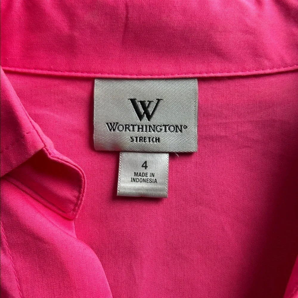 Worthington Hot Pink Button Down Shirt | Business Casual | Office | Pink